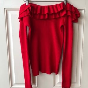 Red off the shoulders sweater